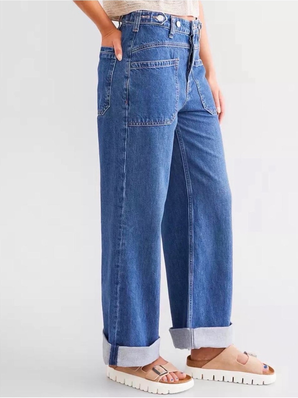 Free People Boyfriend Jeans in Medium Blue Wash